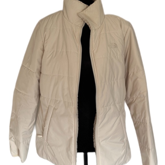 North face tan/white double sided jacket size M - Picture 2 of 4